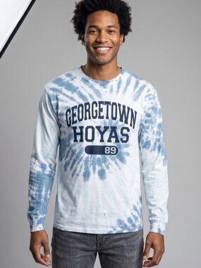 NWT Blue 84 Georgetown Hoyas Tie Dye Long Sleeve T-Shirt Small
